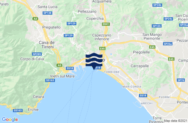 Mappa delle maree di Capezzano Inferiore, Italy