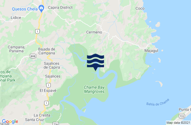 Mappa delle maree di Capira, Panama