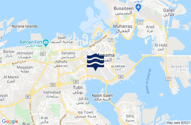 Mappa delle maree di Capital Governorate, Bahrain