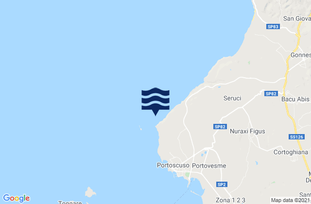 Mappa delle maree di Capo Altano, Italy