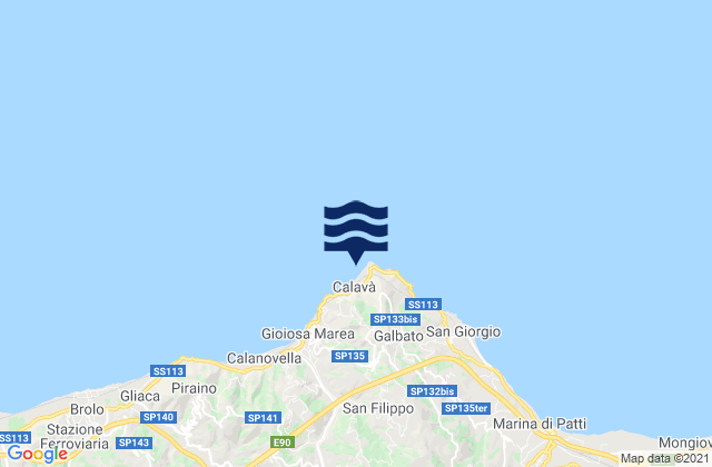 Mappa delle maree di Capo Calavà, Italy