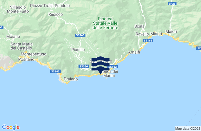 Mappa delle maree di Capo Conca, Italy