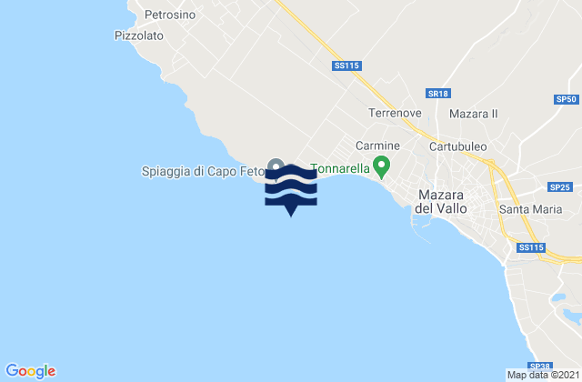 Mappa delle maree di Capo Feto, Italy