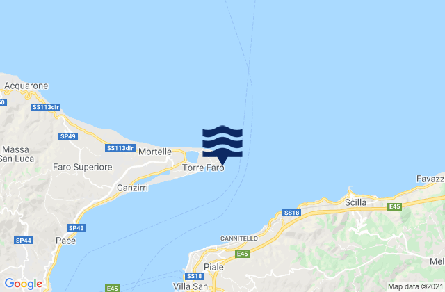Mappa delle maree di Capo Peloro, Italy