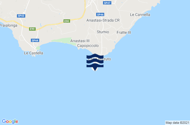 Mappa delle maree di Capo Rizzuto, Italy