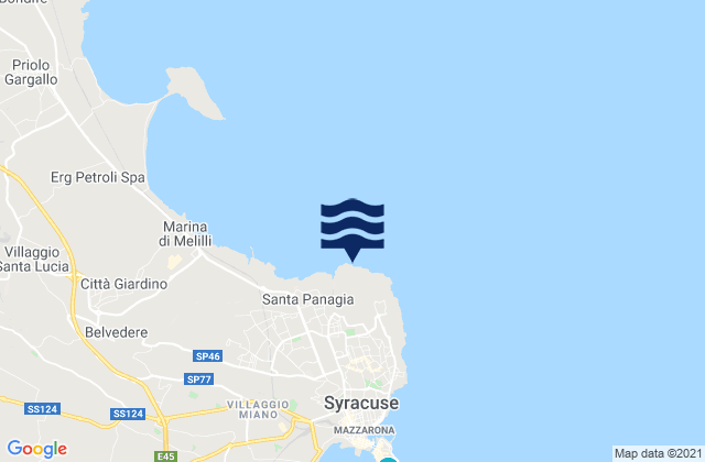 Mappa delle maree di Capo Santa Panagia, Italy