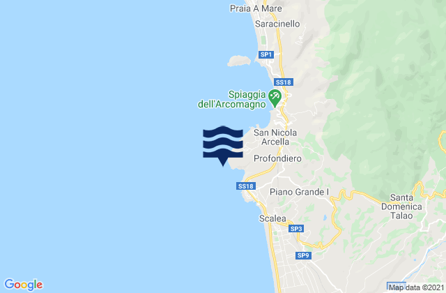 Mappa delle maree di Capo Scalea, Italy