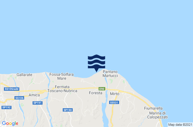 Mappa delle maree di Capo Trionto, Italy