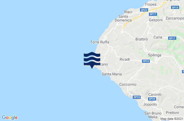 Mappa delle maree di Capo Vaticano, Italy