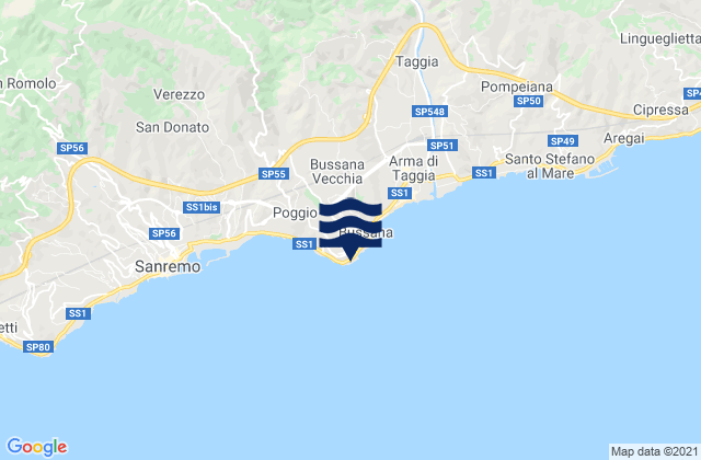 Mappa delle maree di Capo Verde, Italy