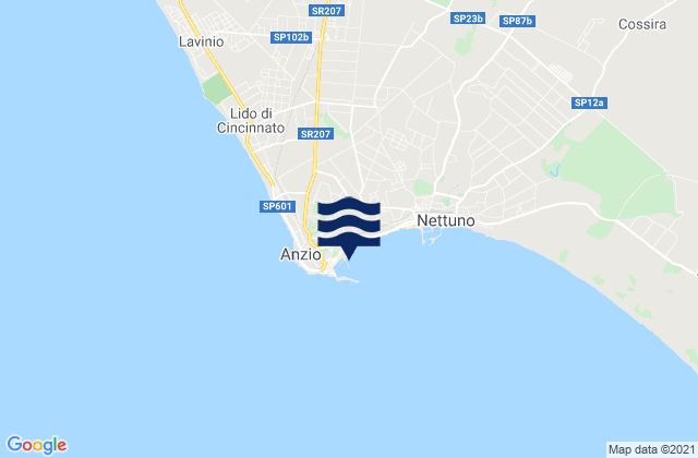 Mappa delle maree di Capo d'Anzio, Italy