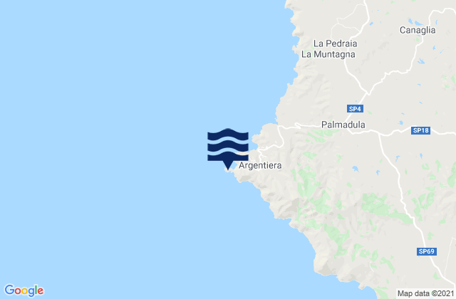Mappa delle maree di Capo dell'Argentiera, Italy