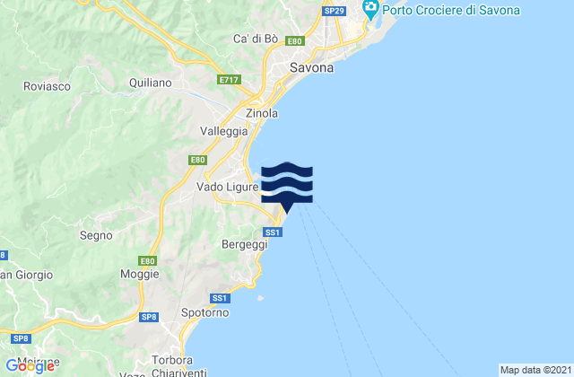 Mappa delle maree di Capodi Vado, Italy