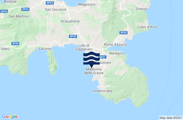 Mappa delle maree di Capoliveri, Italy