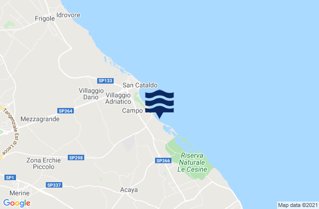 Mappa delle maree di Caprarica di Lecce, Italy