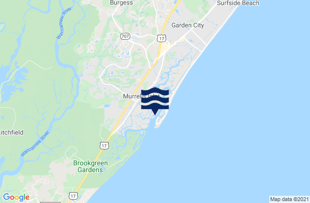 Mappa delle maree di Captain Alexs Marina Parsonage Creek, United States