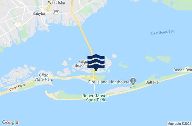 Mappa delle maree di Captree Island, United States