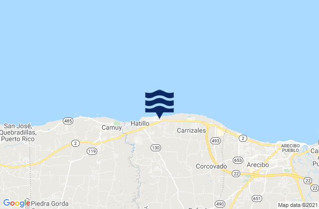 Mappa delle maree di Capáez Barrio, Puerto Rico