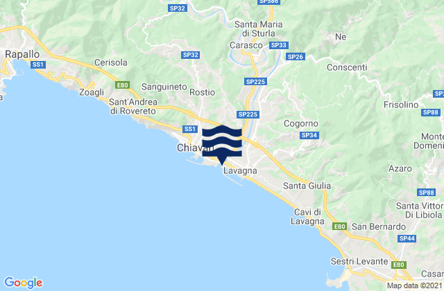 Mappa delle maree di Carasco, Italy