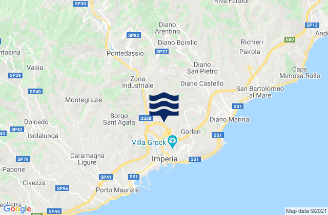 Mappa delle maree di Caravonica, Italy