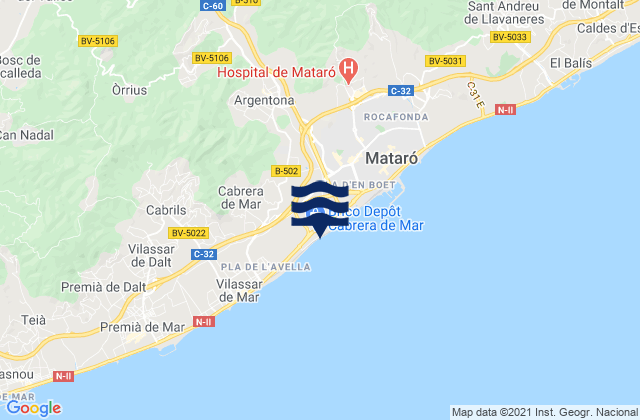 Mappa delle maree di Cardedeu, Spain