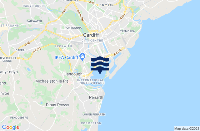 Mappa delle maree di Cardiff Bay, United Kingdom
