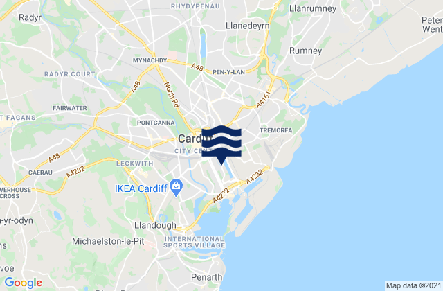 Mappa delle maree di Cardiff, United Kingdom
