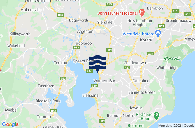 Mappa delle maree di Cardiff, Australia