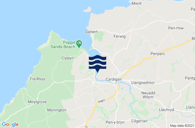 Mappa delle maree di Cardigan (Town), United Kingdom