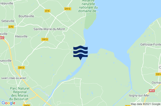 Mappa delle maree di Carentan, France
