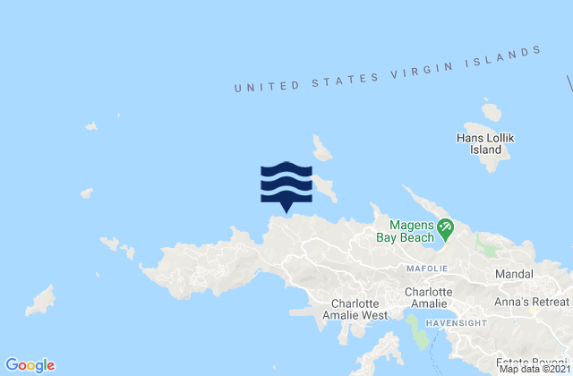 Mappa delle maree di Caret Bay, U.S. Virgin Islands