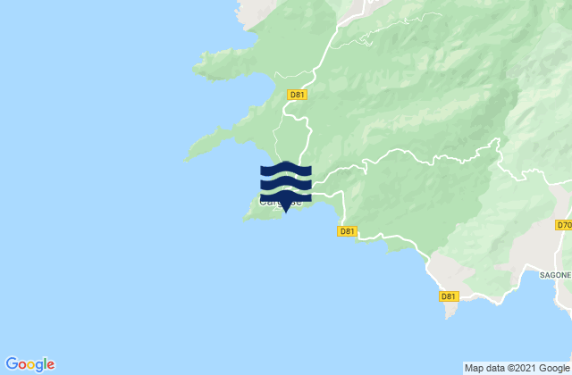 Mappa delle maree di Cargèse, France