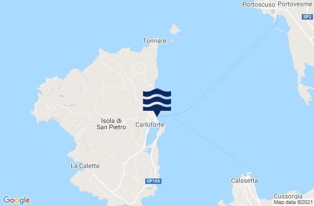 Mappa delle maree di Carloforte, Italy