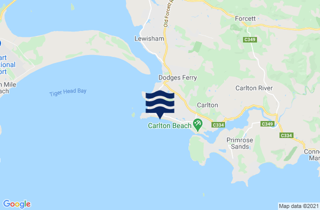 Mappa delle maree di Carlton Beach, Australia