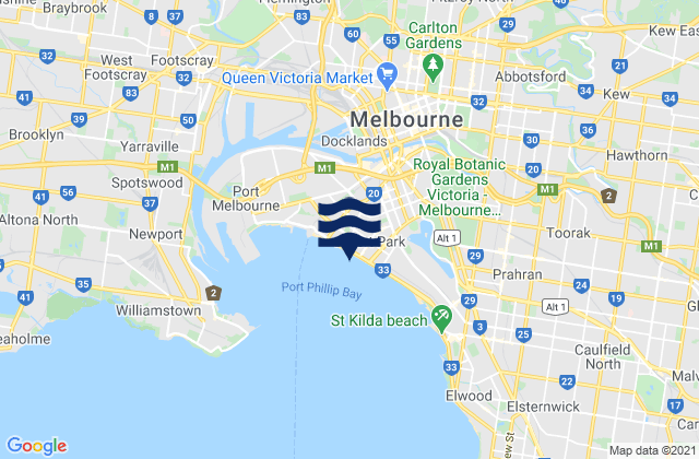 Mappa delle maree di Carlton, Australia