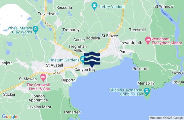 Mappa delle maree di Carlyon Bay, United Kingdom
