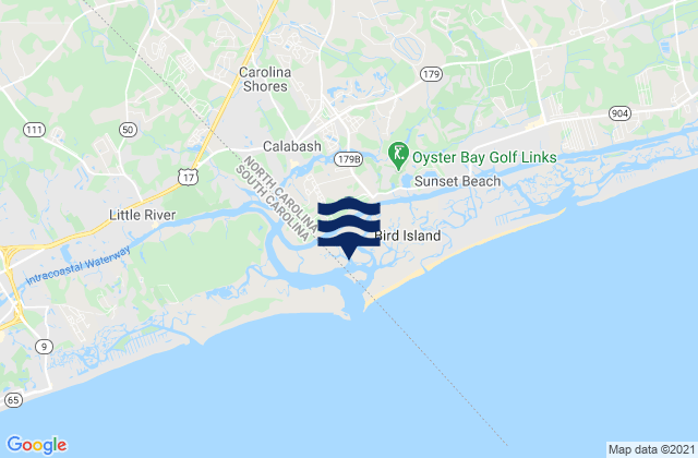 Mappa delle maree di Carolina Shores, United States