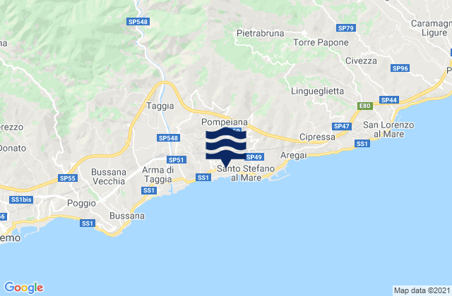 Mappa delle maree di Carpasio, Italy