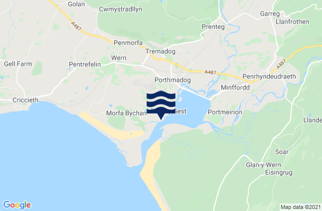 Mappa delle maree di Carreg Wen Beach, United Kingdom