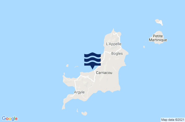 Mappa delle maree di Carriacou and Petite Martinique, Grenada