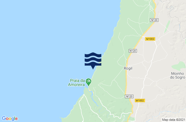 Mappa delle maree di Carriagem, Portugal