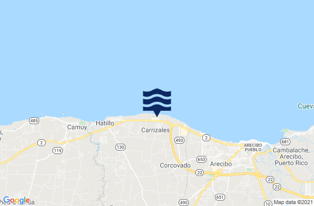 Mappa delle maree di Carrizales Barrio, Puerto Rico
