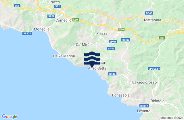 Mappa delle maree di Carro, Italy