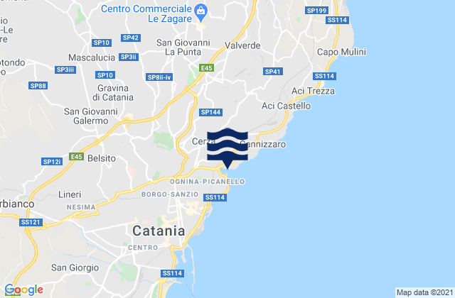 Mappa delle maree di Carrubazza-Motta, Italy