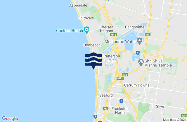 Mappa delle maree di Carrum, Australia
