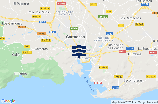 Mappa delle maree di Cartagena, Spain