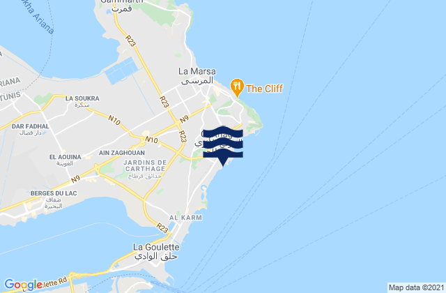 Mappa delle maree di Carthage, Tunisia