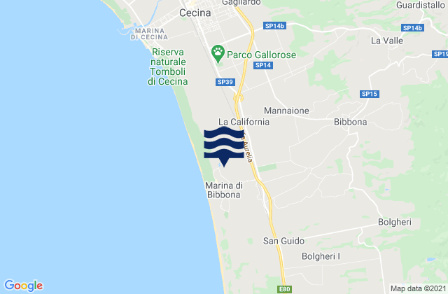 Mappa delle maree di Casale Marittimo, Italy
