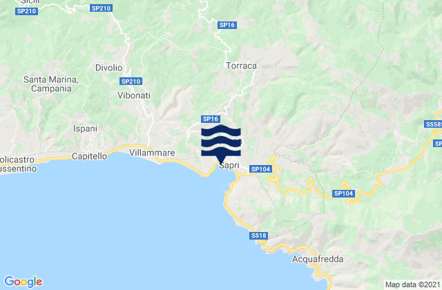 Mappa delle maree di Casaletto Spartano, Italy
