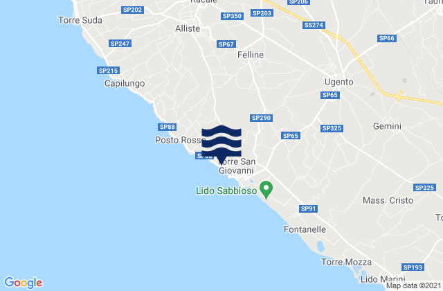 Mappa delle maree di Casarano, Italy